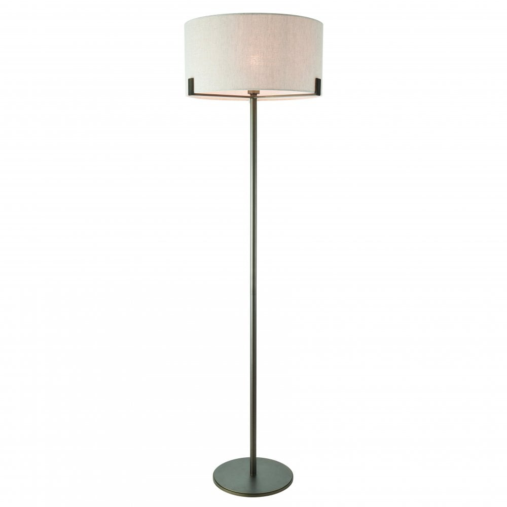 Hayfield Floor Lamp Brushed Bronze Effect Plate Natural Linen Shade throughout dimensions 1000 X 1000