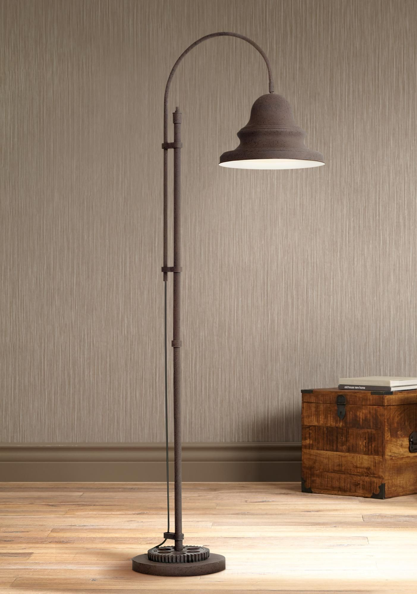 Industrial Gear Downbridge Dark Rust Floor Lamp In 2019 intended for dimensions 1403 X 2000