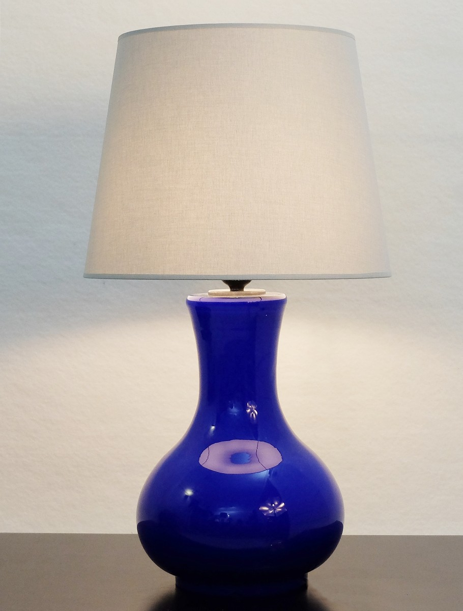Italian Murano Glass Cobalt Blue Table Lamp Lighting Via regarding measurements 910 X 1200