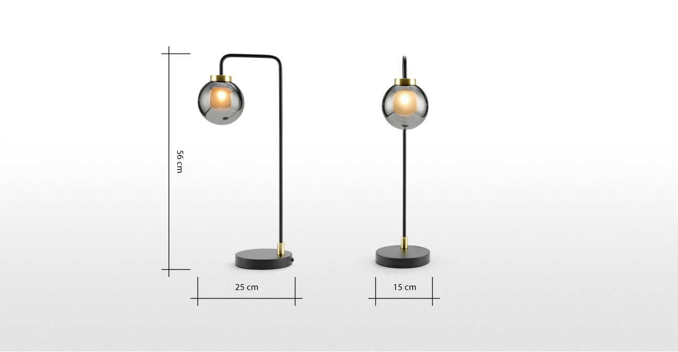 Jonas Table Lamp Black Brass And Smoked Glass Made with measurements 1320 X 686