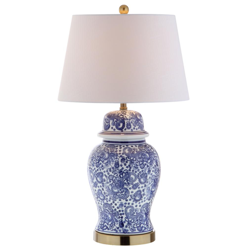 Jonathan Y Ellis 295 In H Ceramic Table Lamp Bluewhite regarding size 1000 X 1000