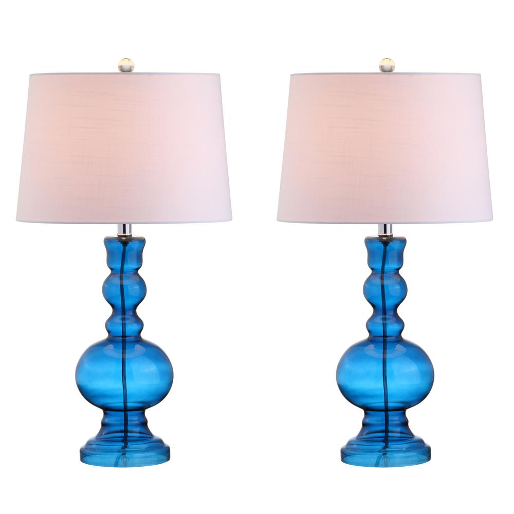 Jonathan Y Genie 285 In Night Blue Glass Table Lamp Set Of 2 with regard to proportions 1000 X 1000
