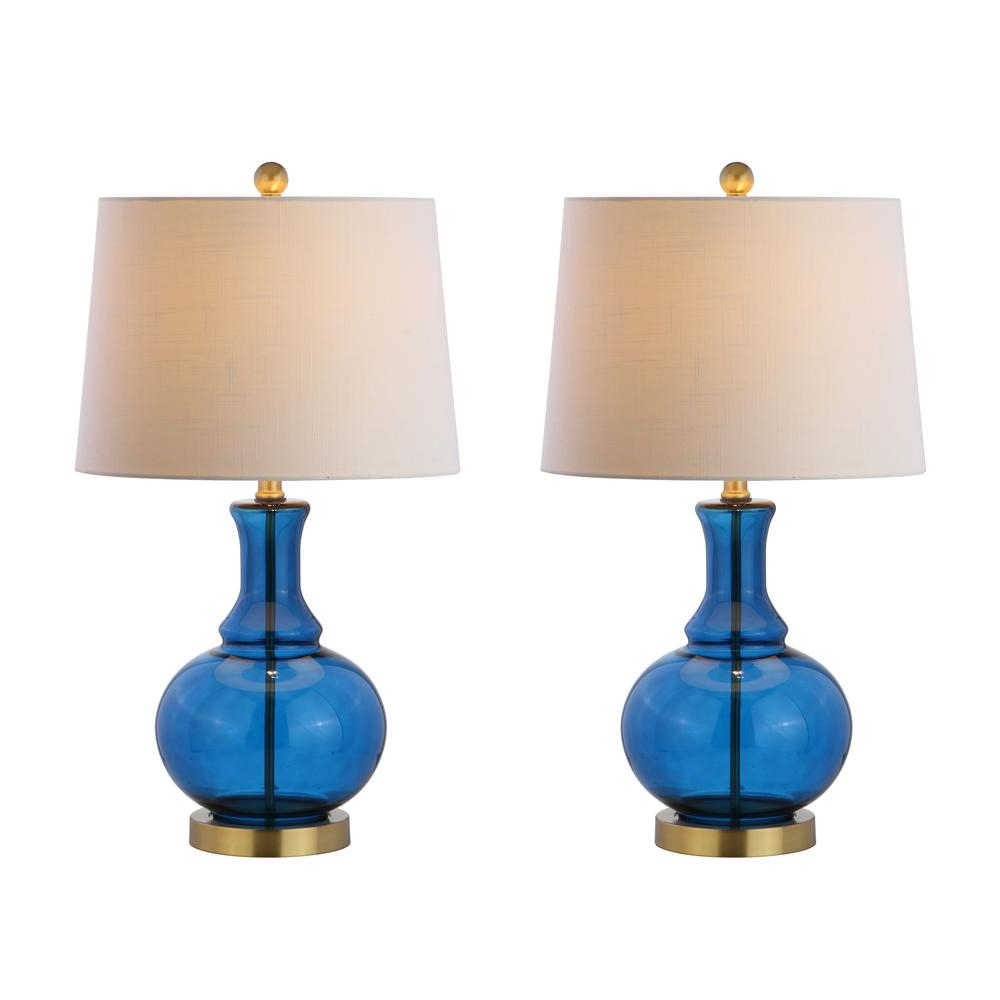 Jonathan Y Lavelle 25 In Cobalt Bluebrass Gold Glass Table Lamp Set Of 2 pertaining to proportions 1000 X 1000