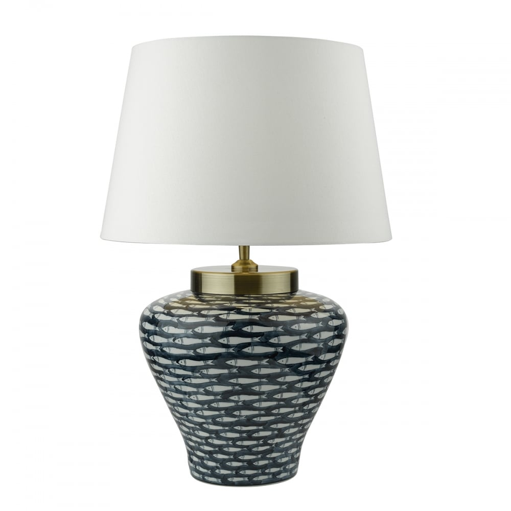 Joy Table Lamp Blue White Ceramic Base Cw White Shade intended for size 1000 X 1000