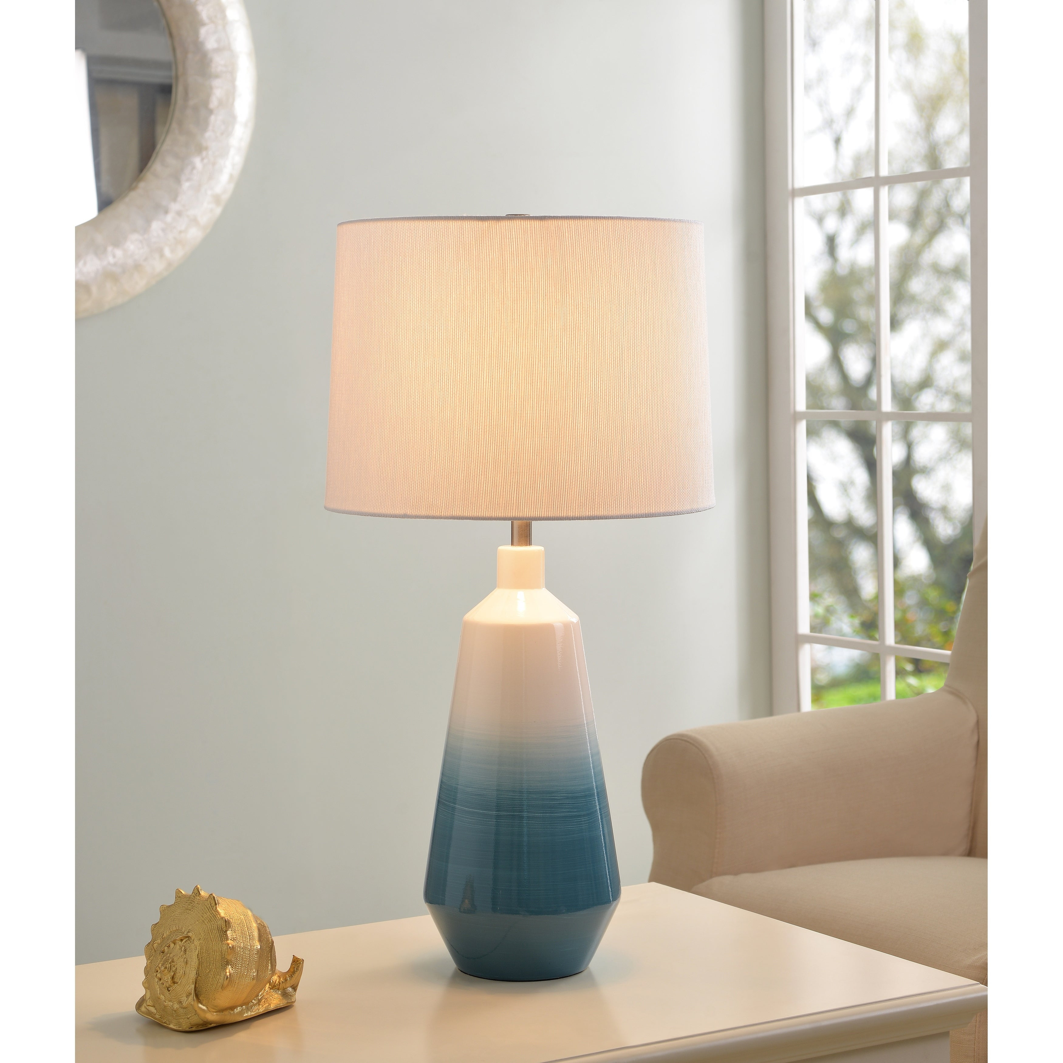 Kaia Sky Blue Ombre Ceramic 27 Inch Table Lamp throughout dimensions 3500 X 3500