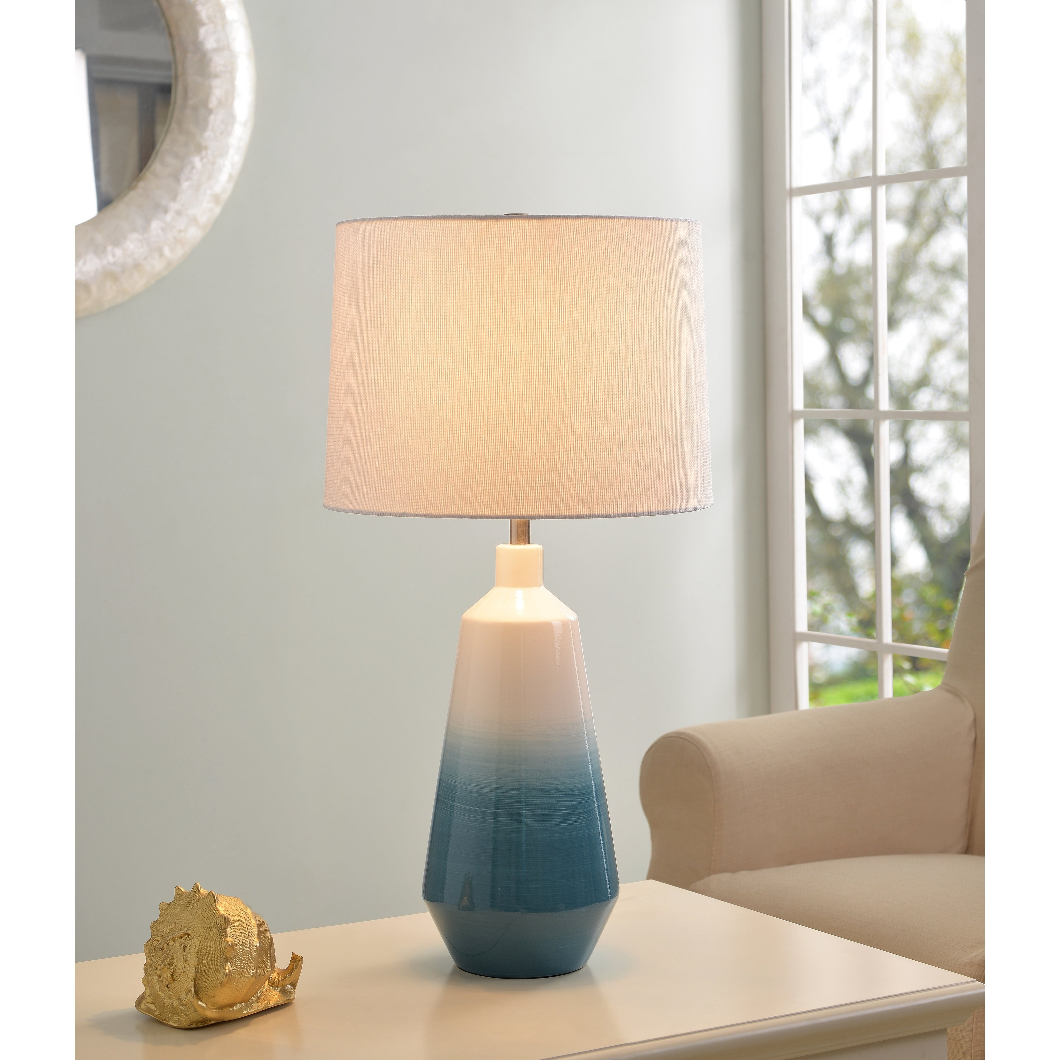 Kaia Sky Blue Ombre Ceramic 27 Inch Table Lamp with regard to proportions 3500 X 3500