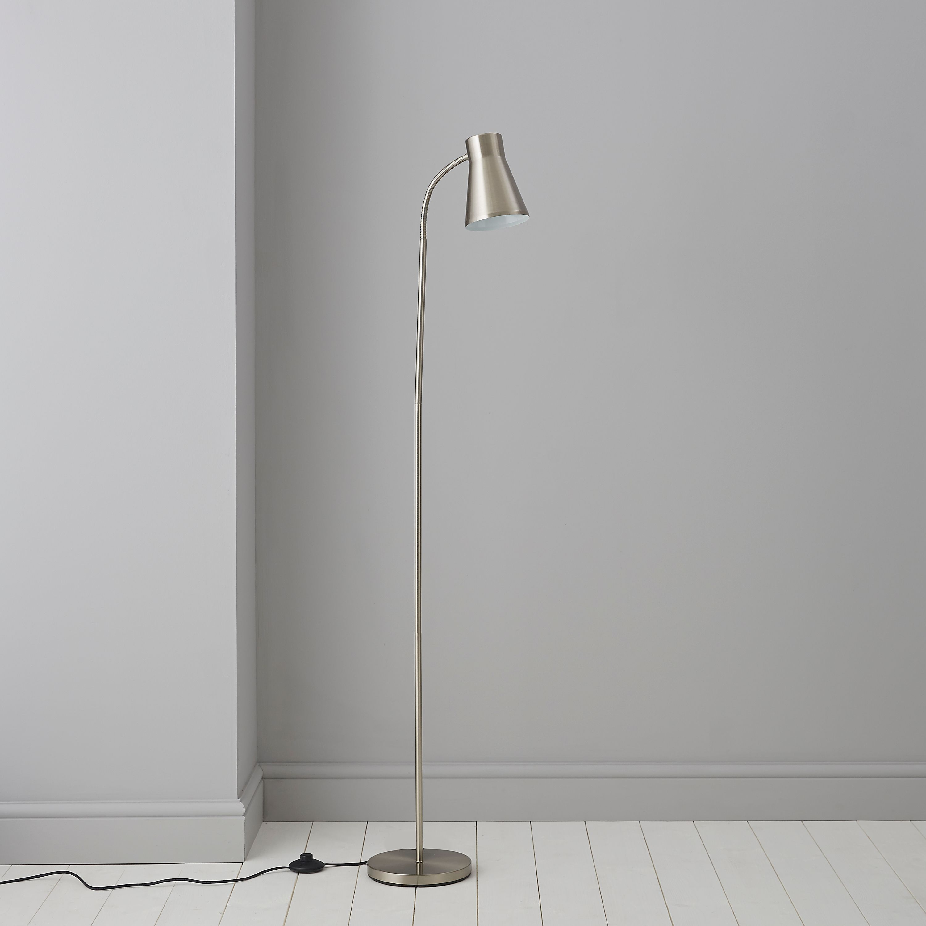 Keats Nickel Effect Floor Lamp Departments Diy At Bq throughout proportions 3000 X 3000