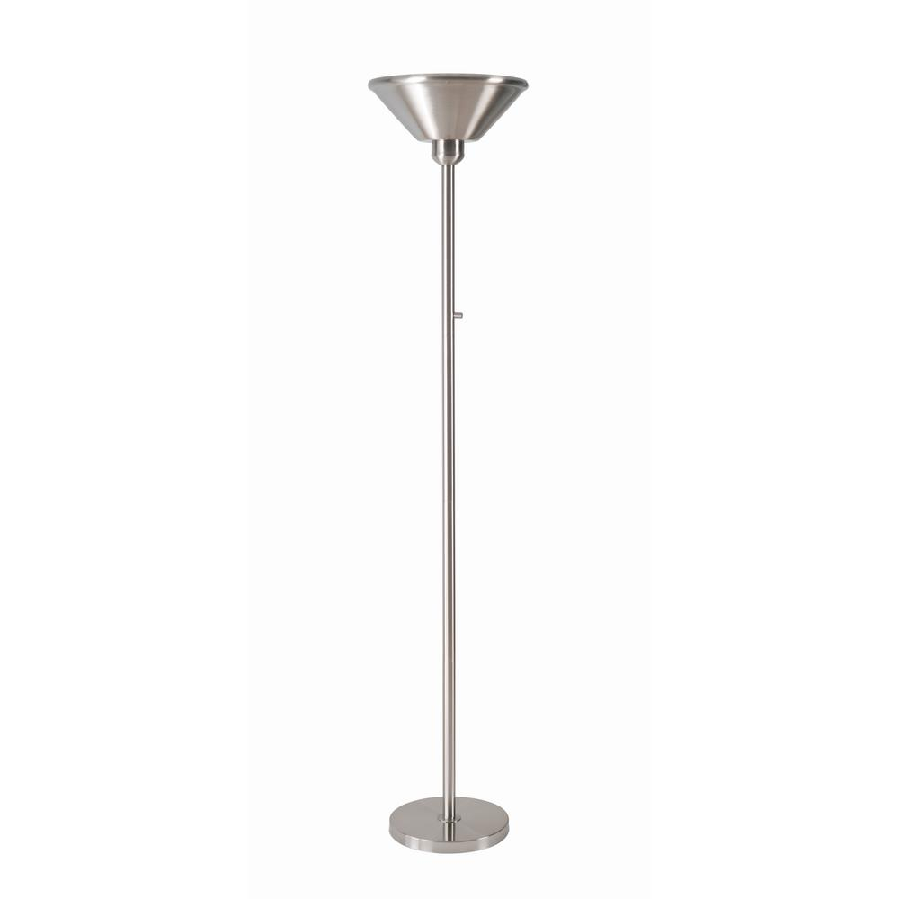 Kenroy Home Gordon 72 In Brushed Steel Torchiere Lamp With Metal Shade inside measurements 1000 X 1000