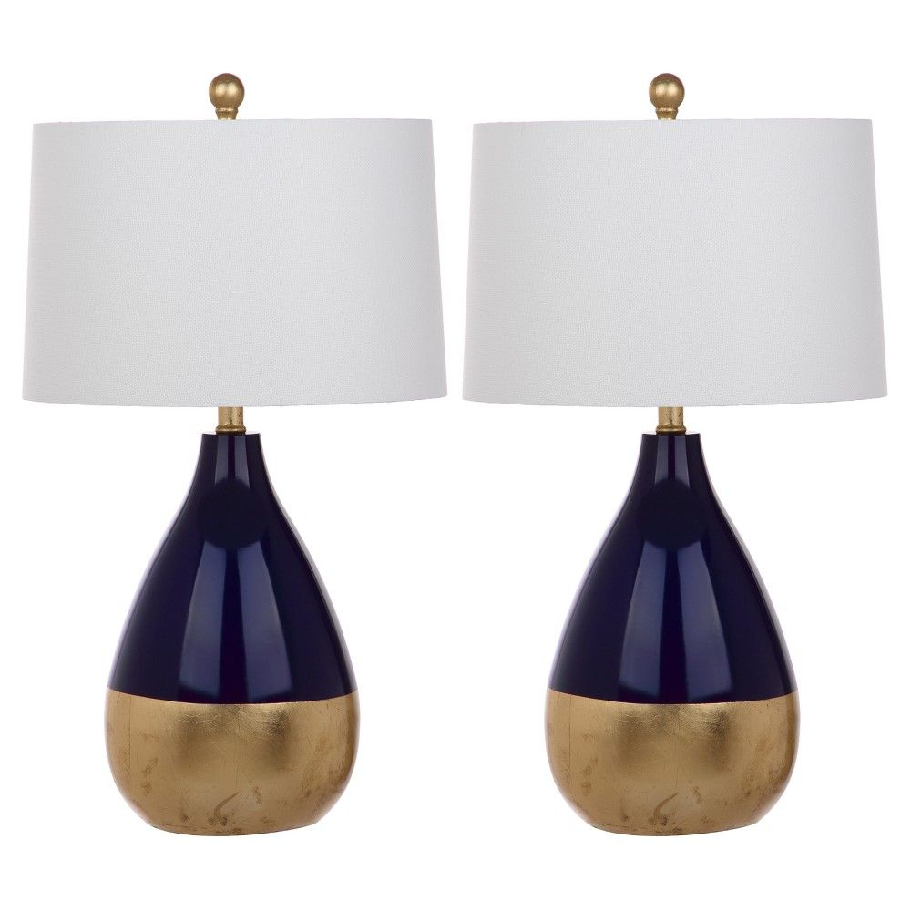 Kingship Navy Glass Table Lamp Set Of 2 Safavieh Blue In within proportions 1000 X 1000