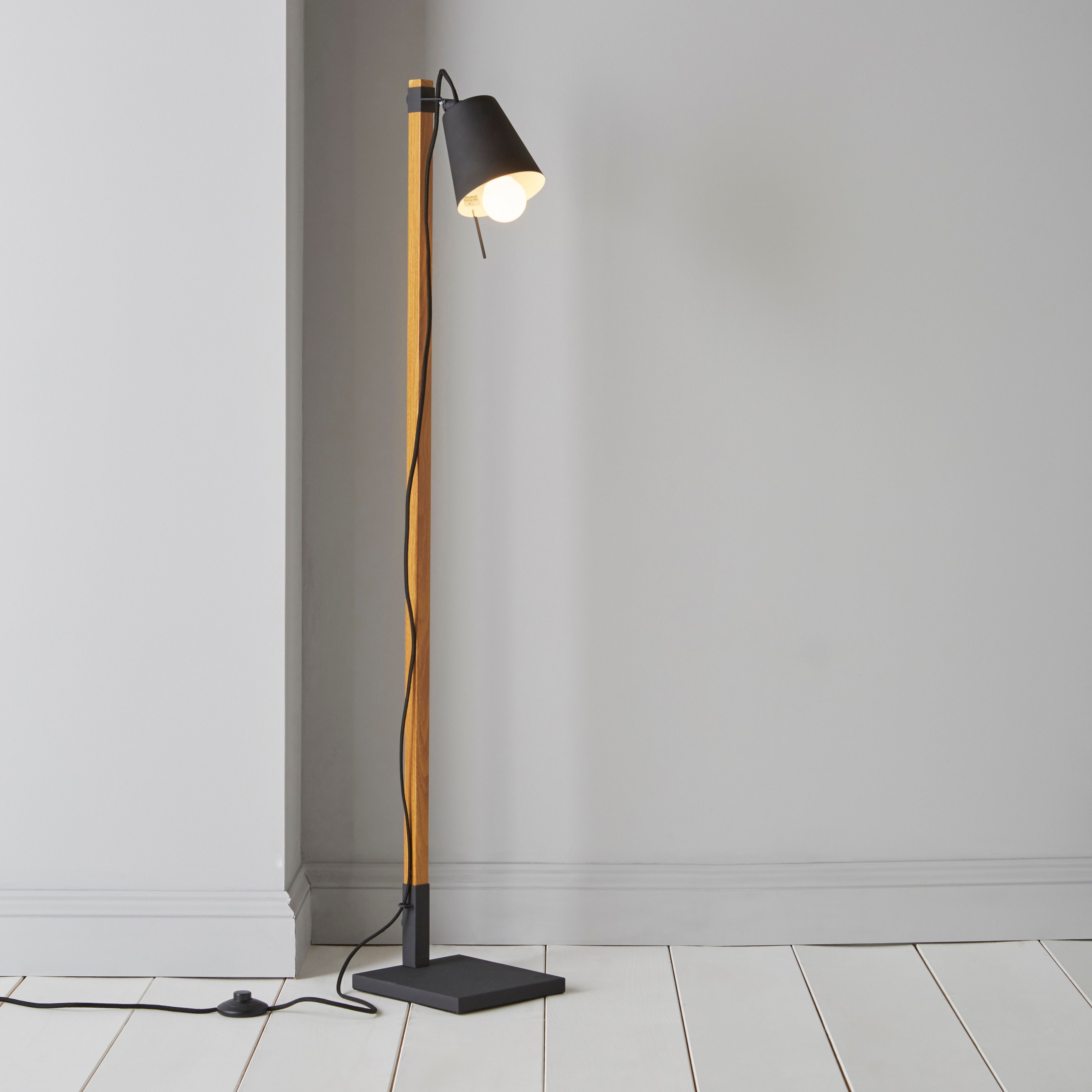 Liber Black Wood Effect Floor Lamp within measurements 3768 X 3768