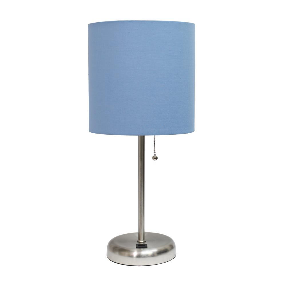 Limelights 195 In Blue And Brushed Steel Stick Lamp With Usb Charging Port intended for sizing 1000 X 1000