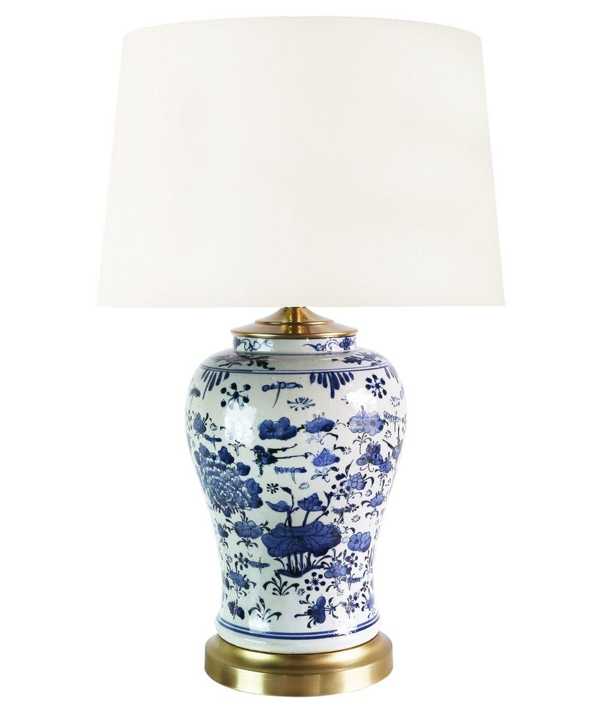 Lotus Flower Blue White Table Lamp House Bedrooms In pertaining to measurements 853 X 1024
