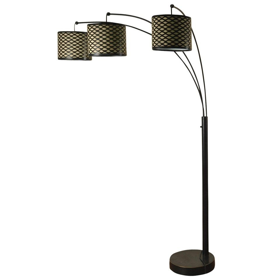 Madison Bronze Three Arm Arch Floor Lamp With Metal Shades inside sizing 960 X 960