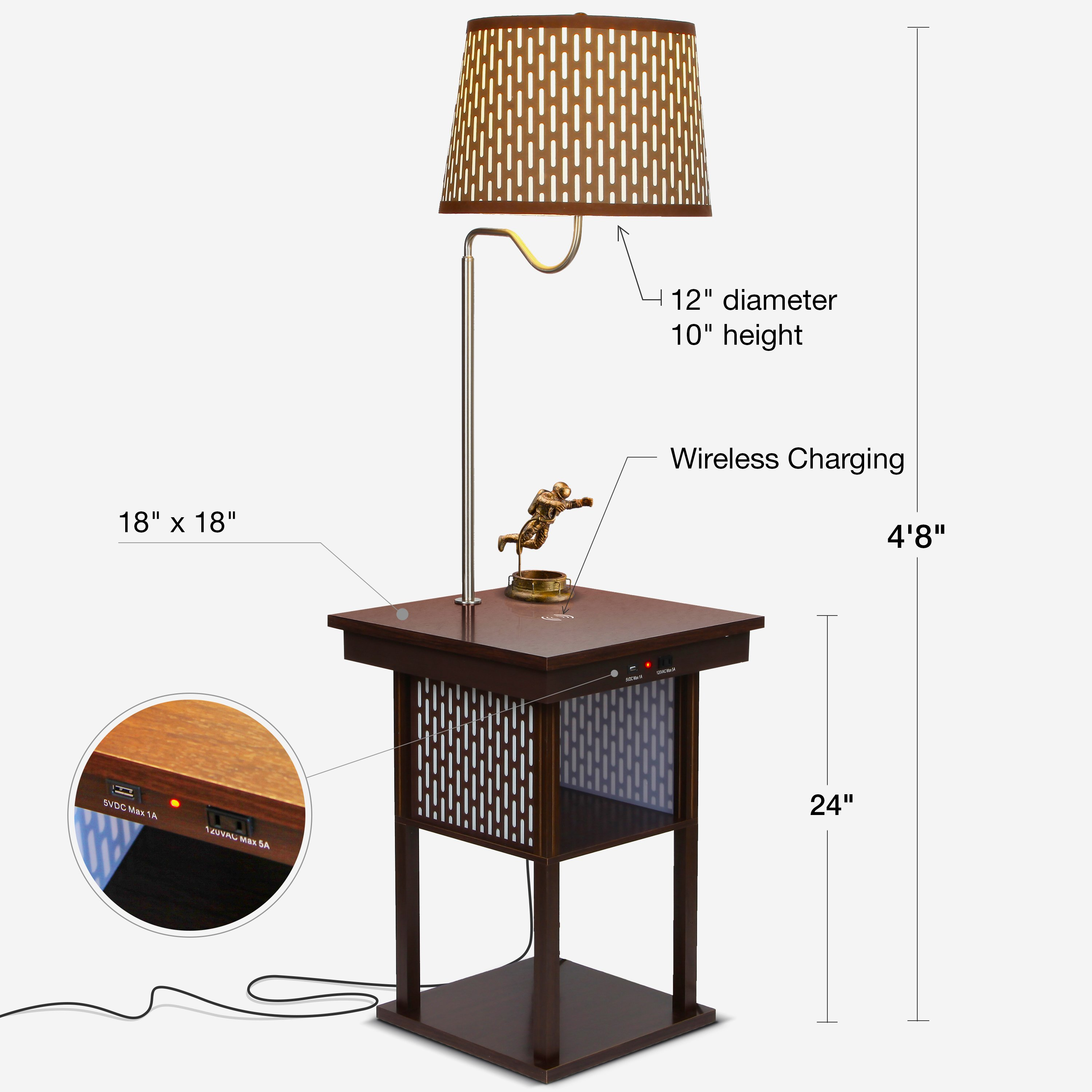 Madison Led Floor Lamp With Wireless Charging Pad Usb Port with size 3000 X 3000