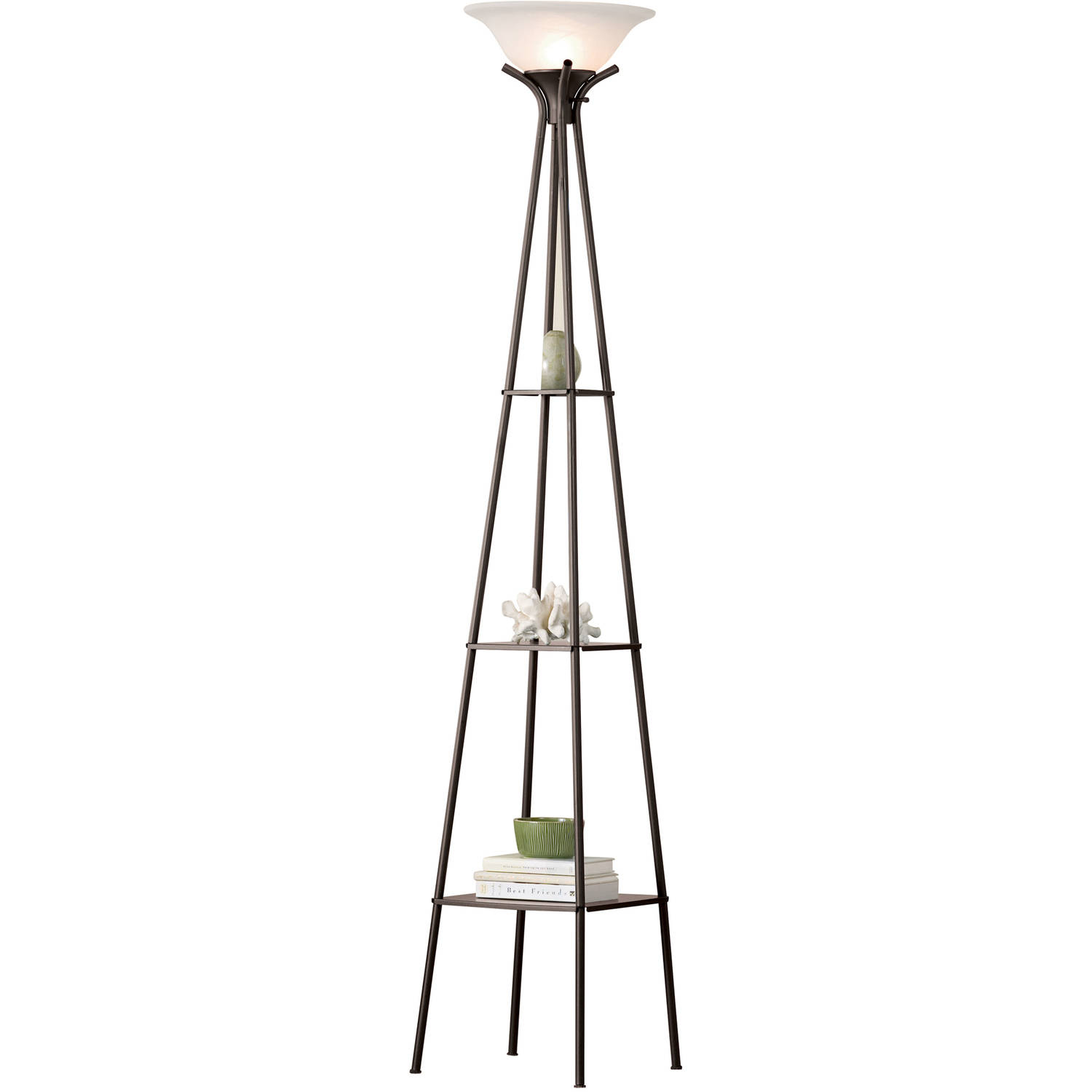 Mainstays 69 Etagere Floor Lamp Charcoal Finish Led Bulb Included Walmart throughout measurements 1500 X 1500