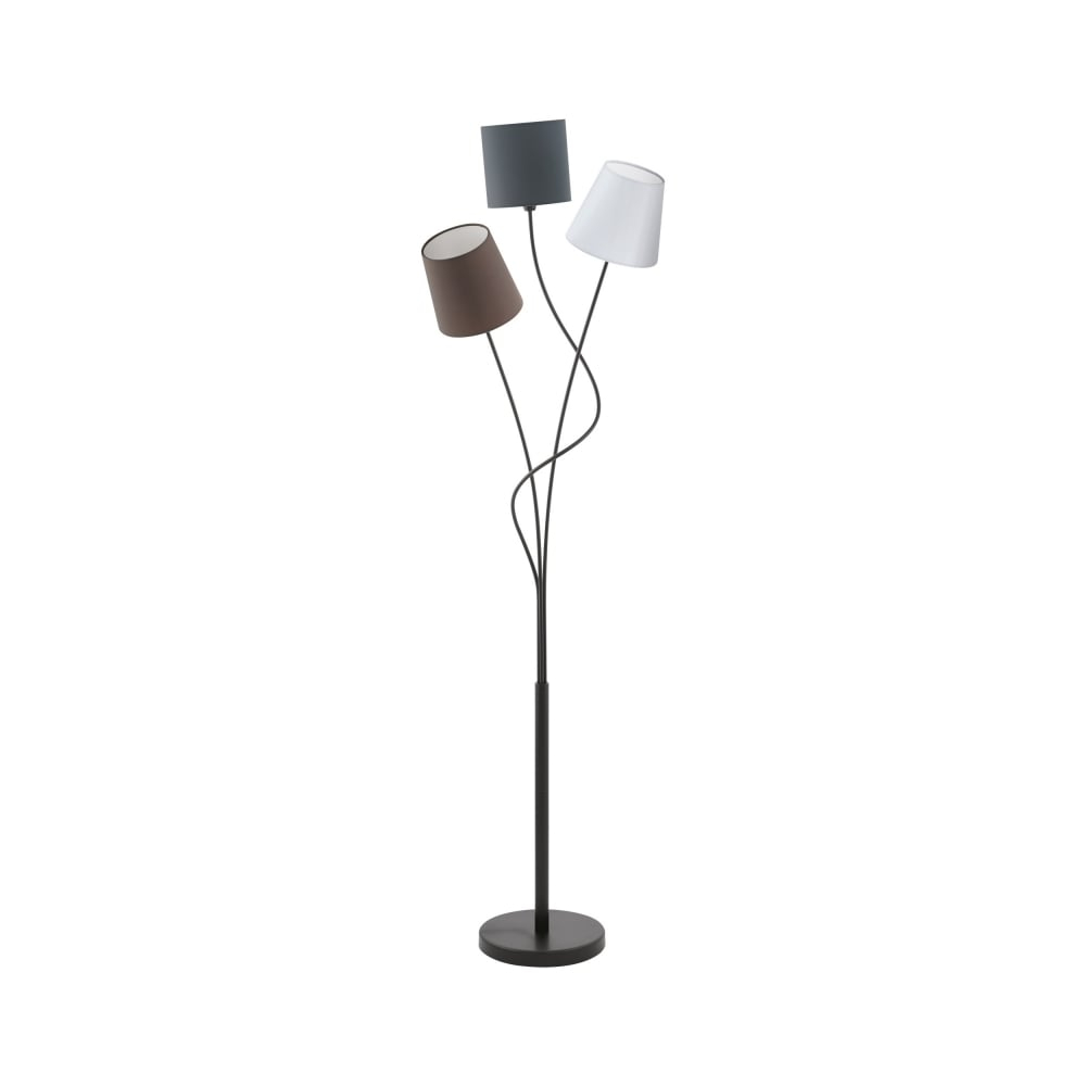 Maronda Three Light Floor Lamp In Black Finish With Fabric Shades 94995 pertaining to proportions 1000 X 1000