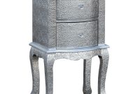 Metallic Silver Embossed 2 Drawer Bedside Lamp Table Crystal Knob T7684 S Buru within sizing 1000 X 1000