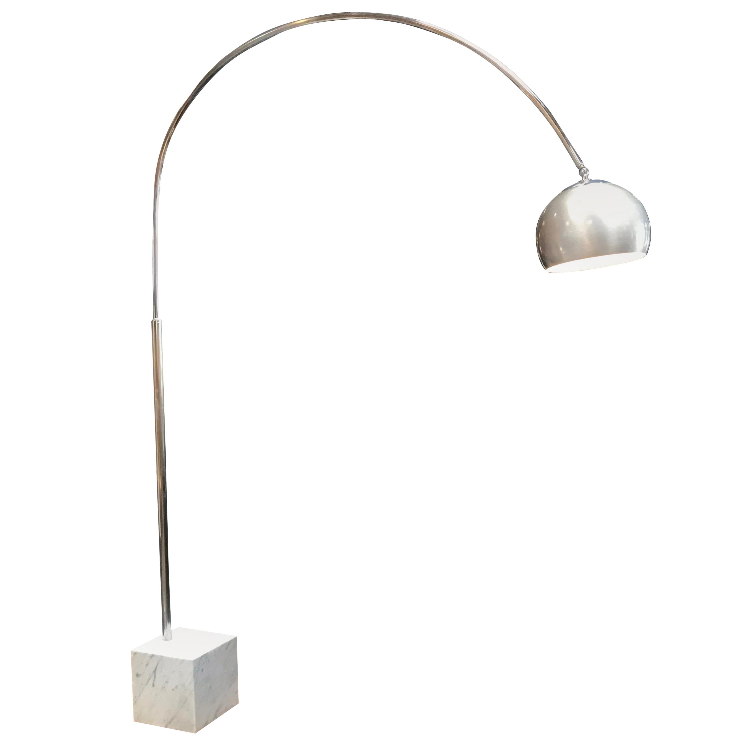 Midcentury Chrome Arc Floor Lamp With Carrara Marble Base Italy 1960s inside size 3000 X 3000