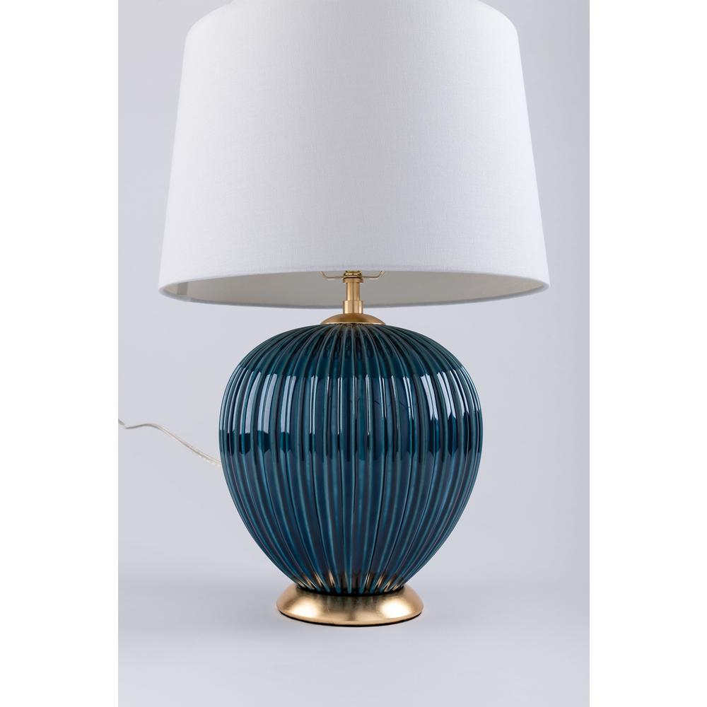 Mitzi Hudson Valley Lighting Jessa 21 In High Denim Blue Table Lamp With Off White Linen Shade in proportions 1000 X 1000