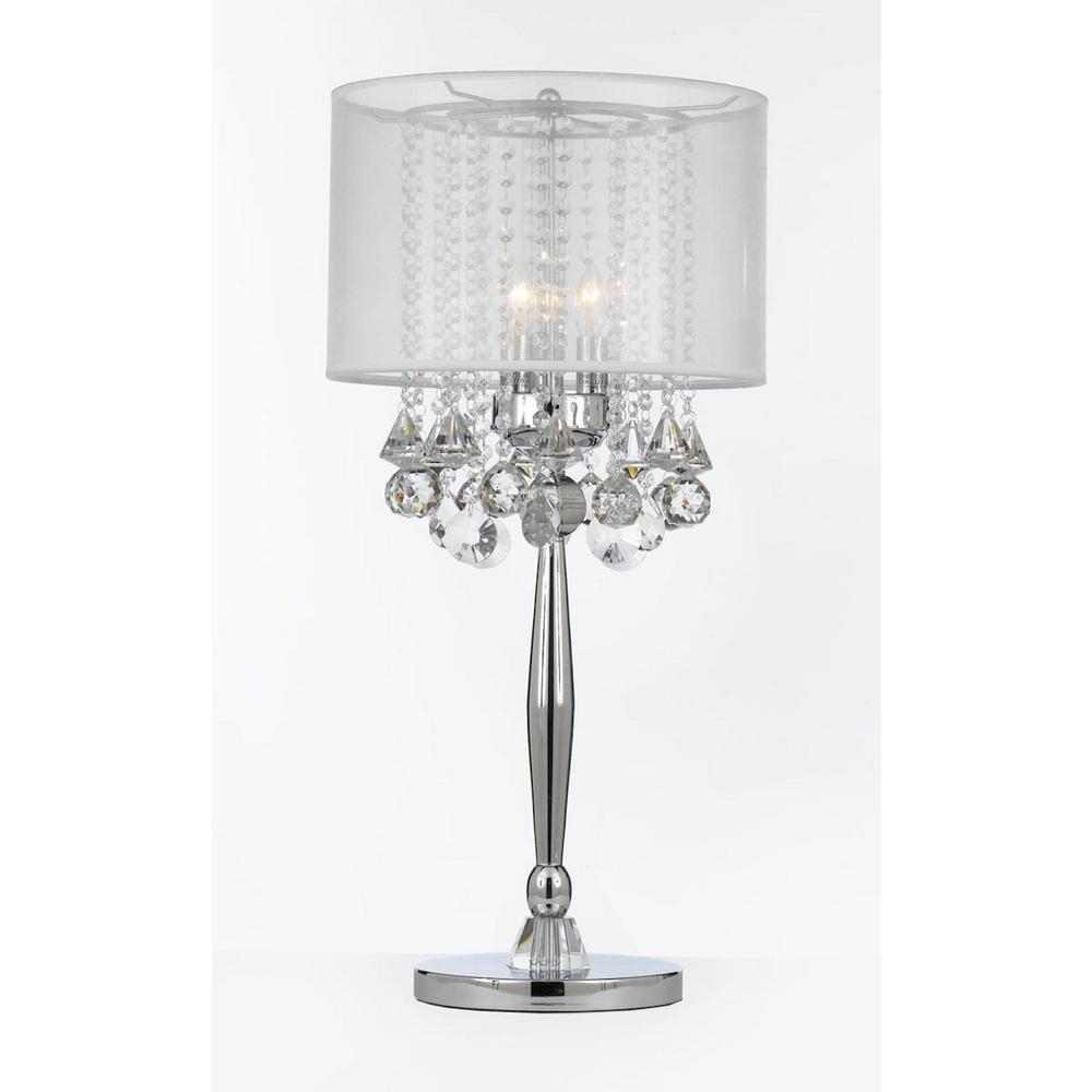 Modern 29 In Silver Mist Table Lamp With Hanging Crystals pertaining to sizing 1000 X 1000