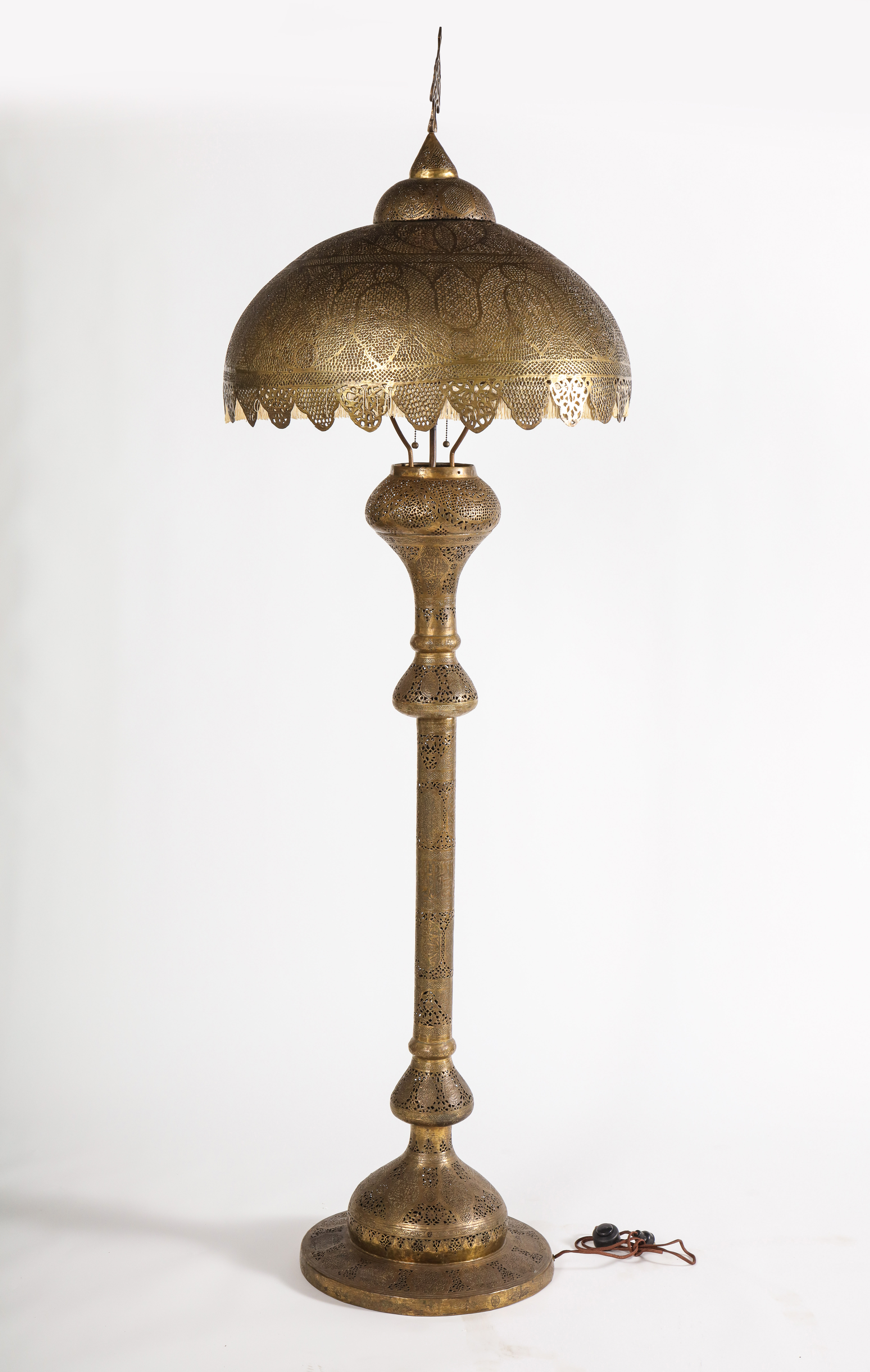 Monumental Moroccan Pierced Hammered Brass Floor Lamp for proportions 5427 X 8552