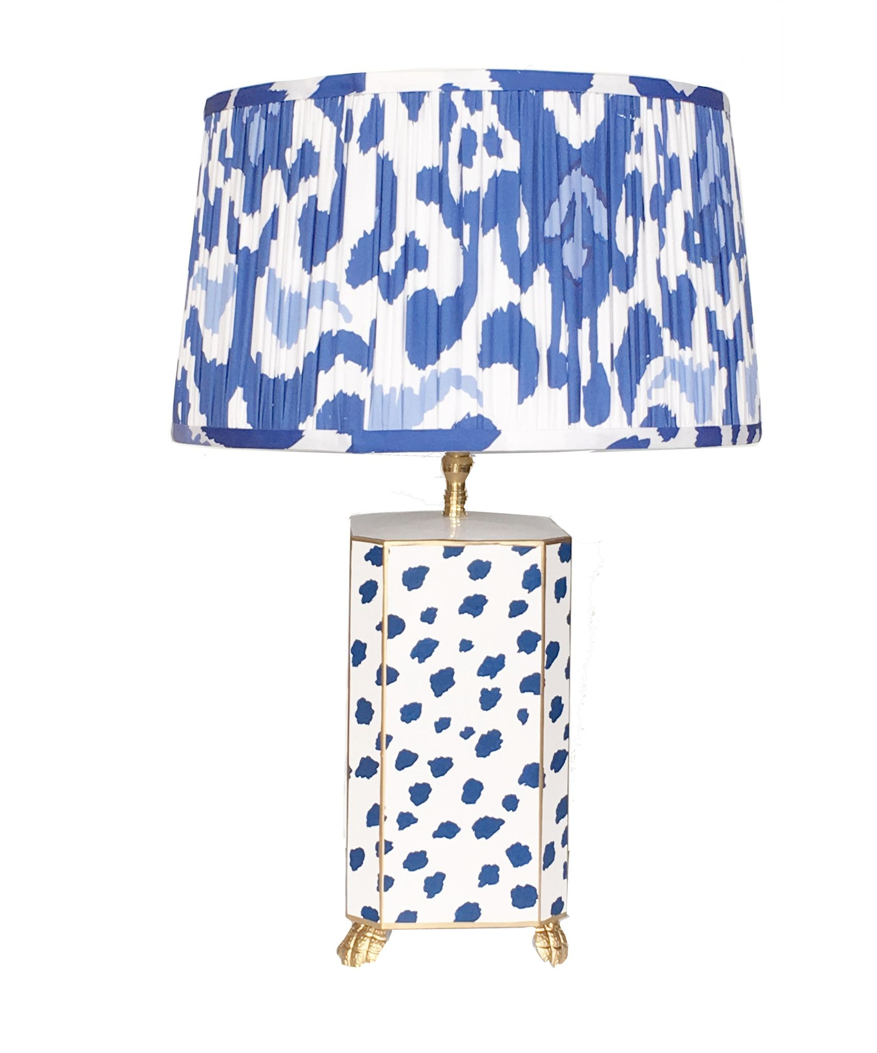 Navy Fleck Lamp With Pleated Blue Ikat Shade In 2019 in size 1707 X 2048