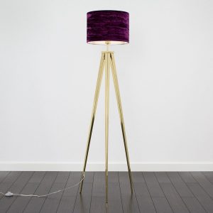 Nero Gold Tripod Floor Lamp With Velvet Shades Purple with size 1200 X 1200
