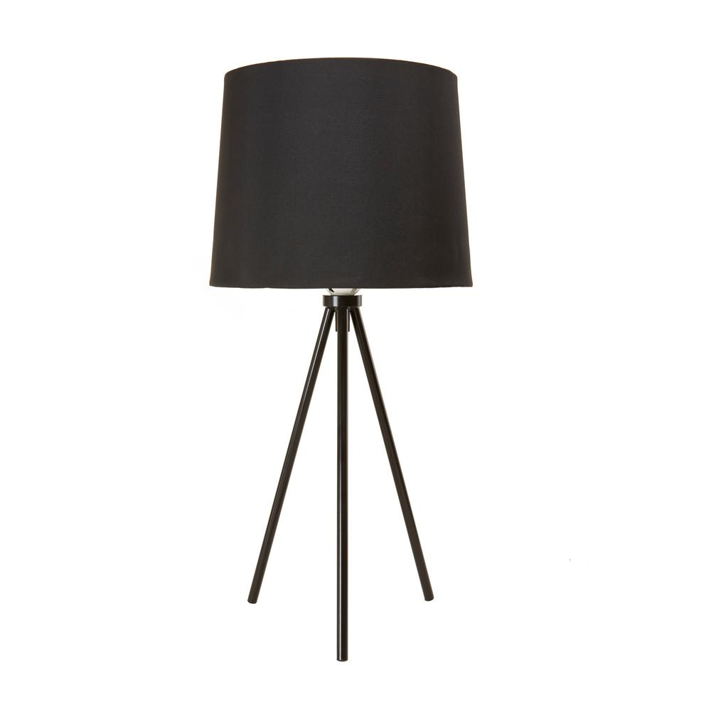 Newhouse Lighting 195 In Black Tripod Table Lamp With Black Lamp Shade And E26 Light Socket pertaining to proportions 1000 X 1000