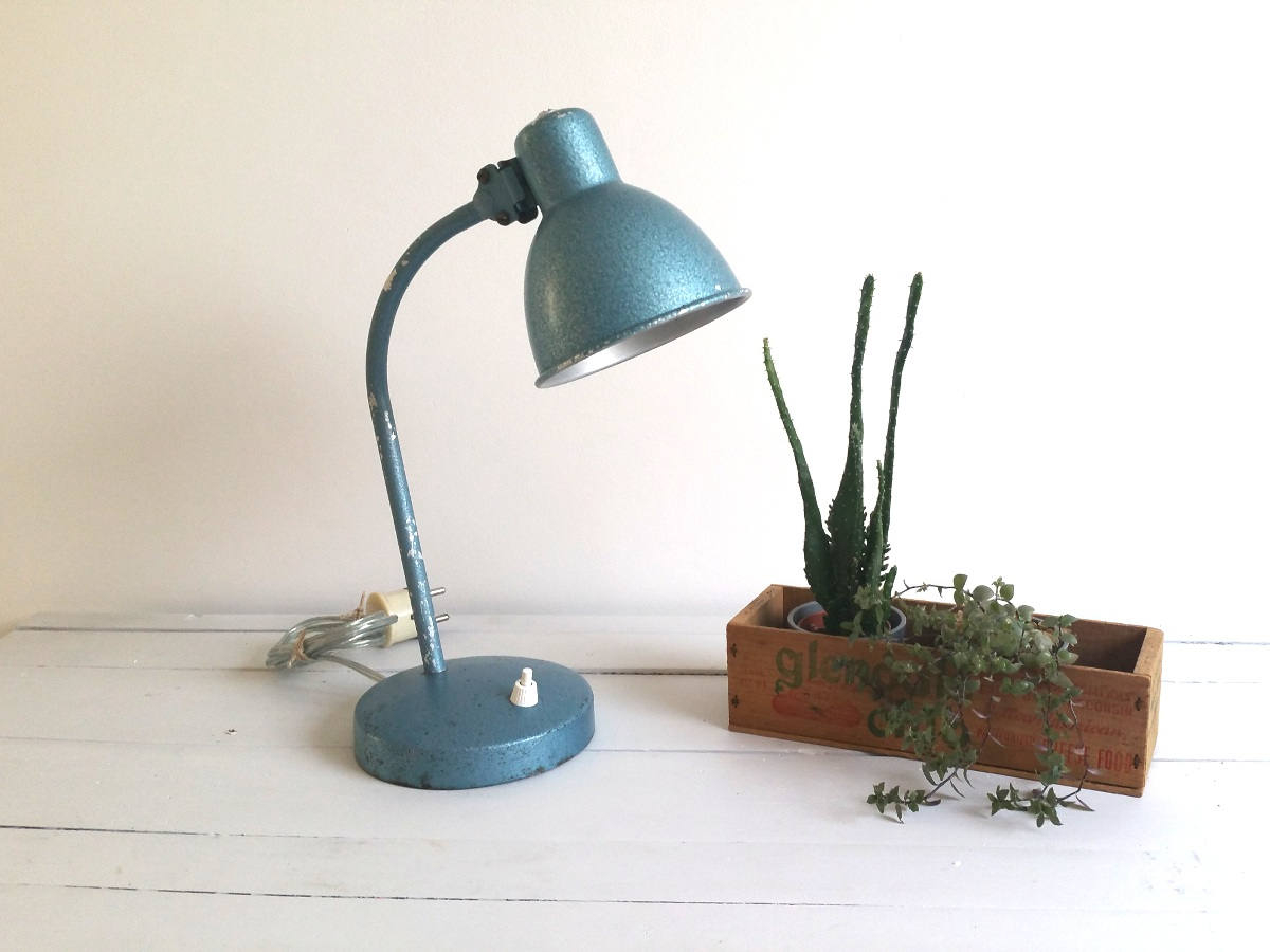 Old Industrial Blue Metal Desk Lamp Industrial Light pertaining to sizing 1200 X 900