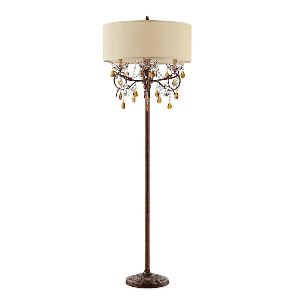 Ore International 6725 In Magnolia Bronze Crystal 4 Light Candelabra Floor Lamp inside measurements 1000 X 1000