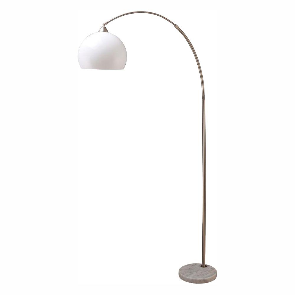 Ore International 76 In H Modern Silver Arc Floor Lamp With White Marble Base throughout sizing 1000 X 1000