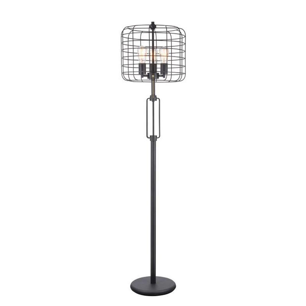 Ore International Edison 63 In Black Industrial Cage Floor Lamp for dimensions 1000 X 1000