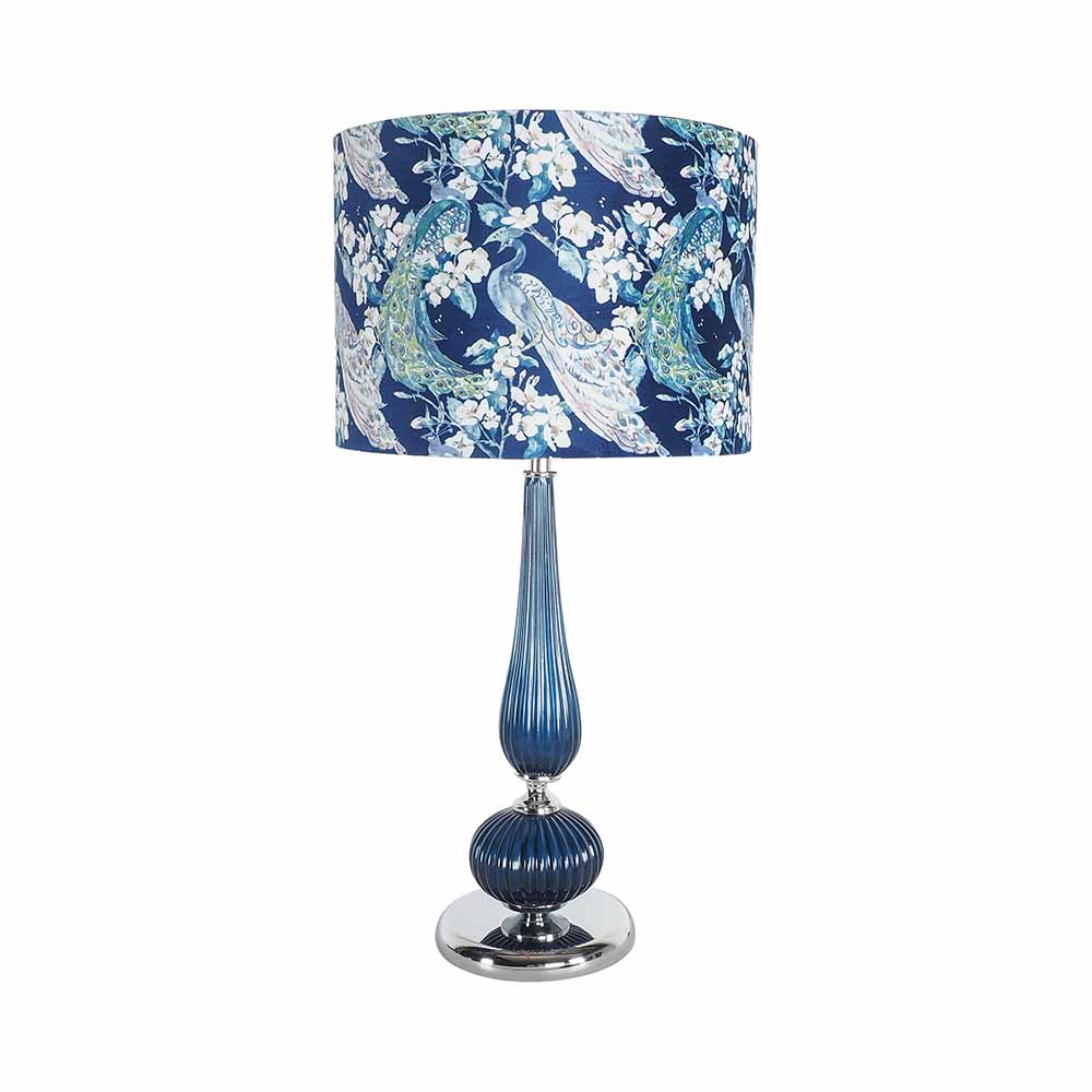 Peacock Blossom Velvet Table Lamp Navy Blue 70cm All Table in proportions 1000 X 1000