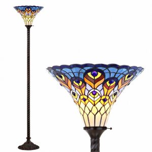 Peacock Tiffany Style 70 Torchiere Led Floor Lamp Bronze Jonathan Y pertaining to size 1500 X 1500