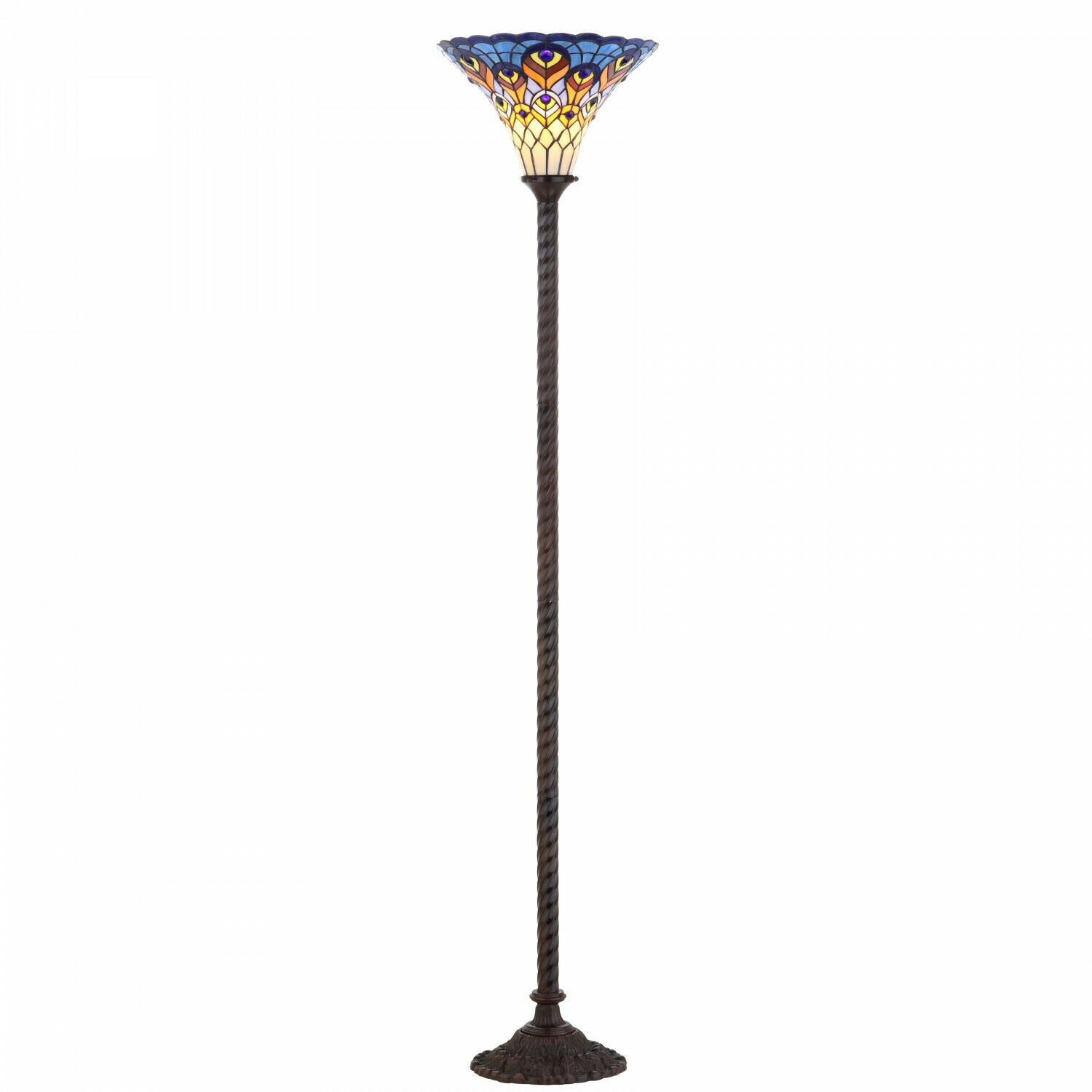 Peacock Tiffany Style 70 Torchiere Led Floor Lamp Bronze Jonathan Y with regard to measurements 1500 X 1500