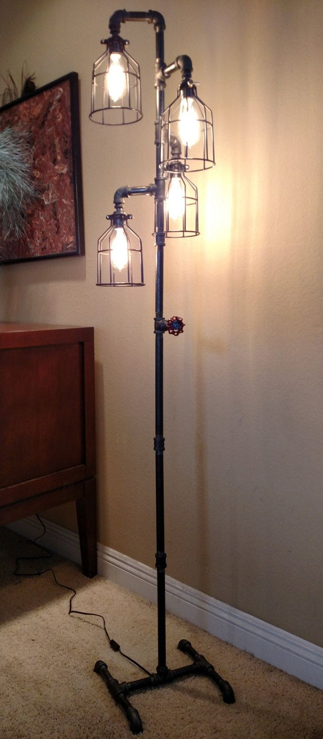 Pipe Floor Lamp 4 Fixture Metal Lamp Guard inside dimensions 657 X 1500