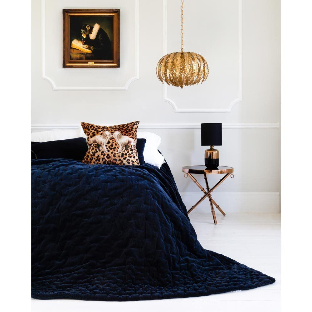 Plushious Velvet Bedspread In Navy Blue Blue Velvet Throw within size 1000 X 1000