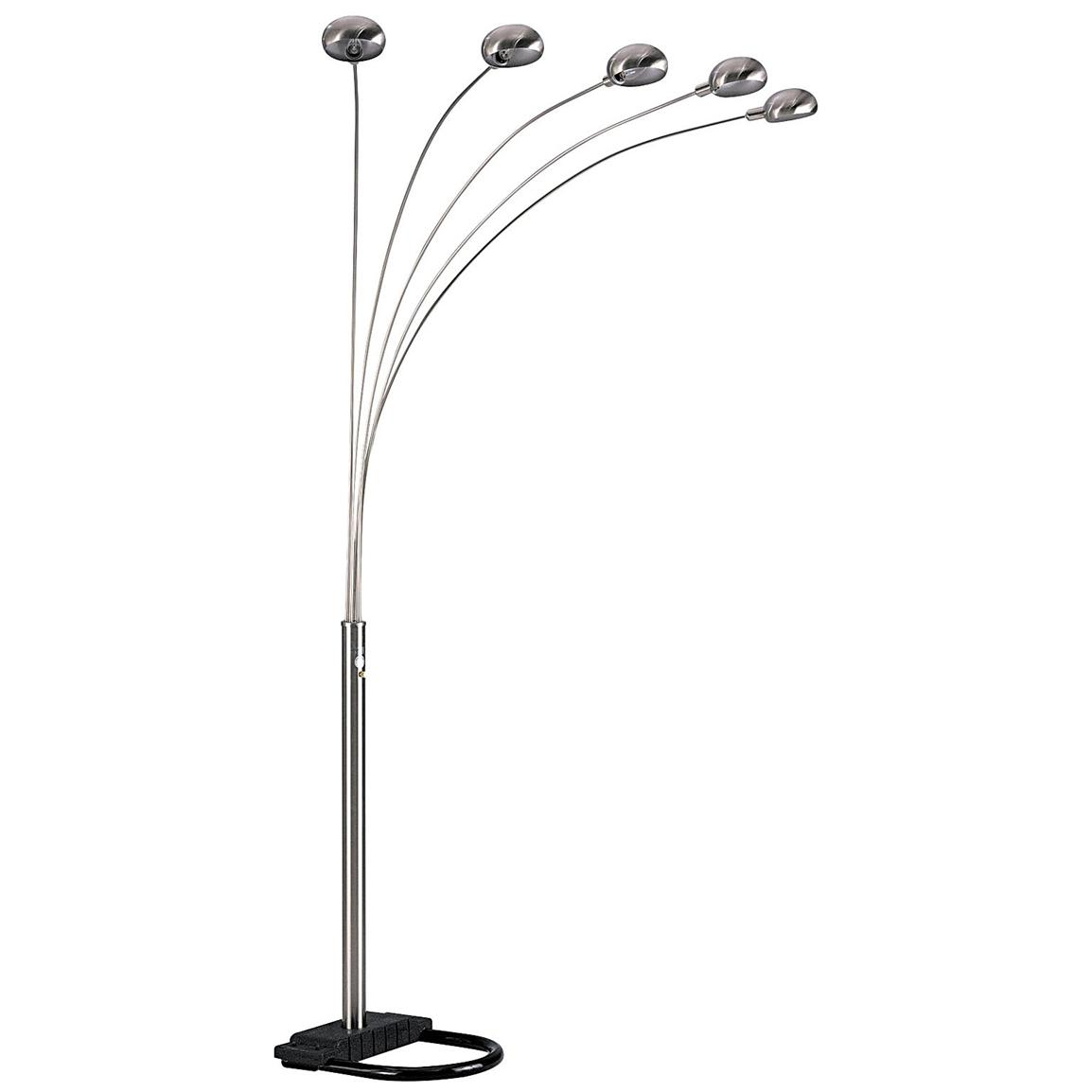 Polaris Satin Nickel 5 Arm Arch Floor Lamp 163718 With Cone within proportions 1154 X 1154