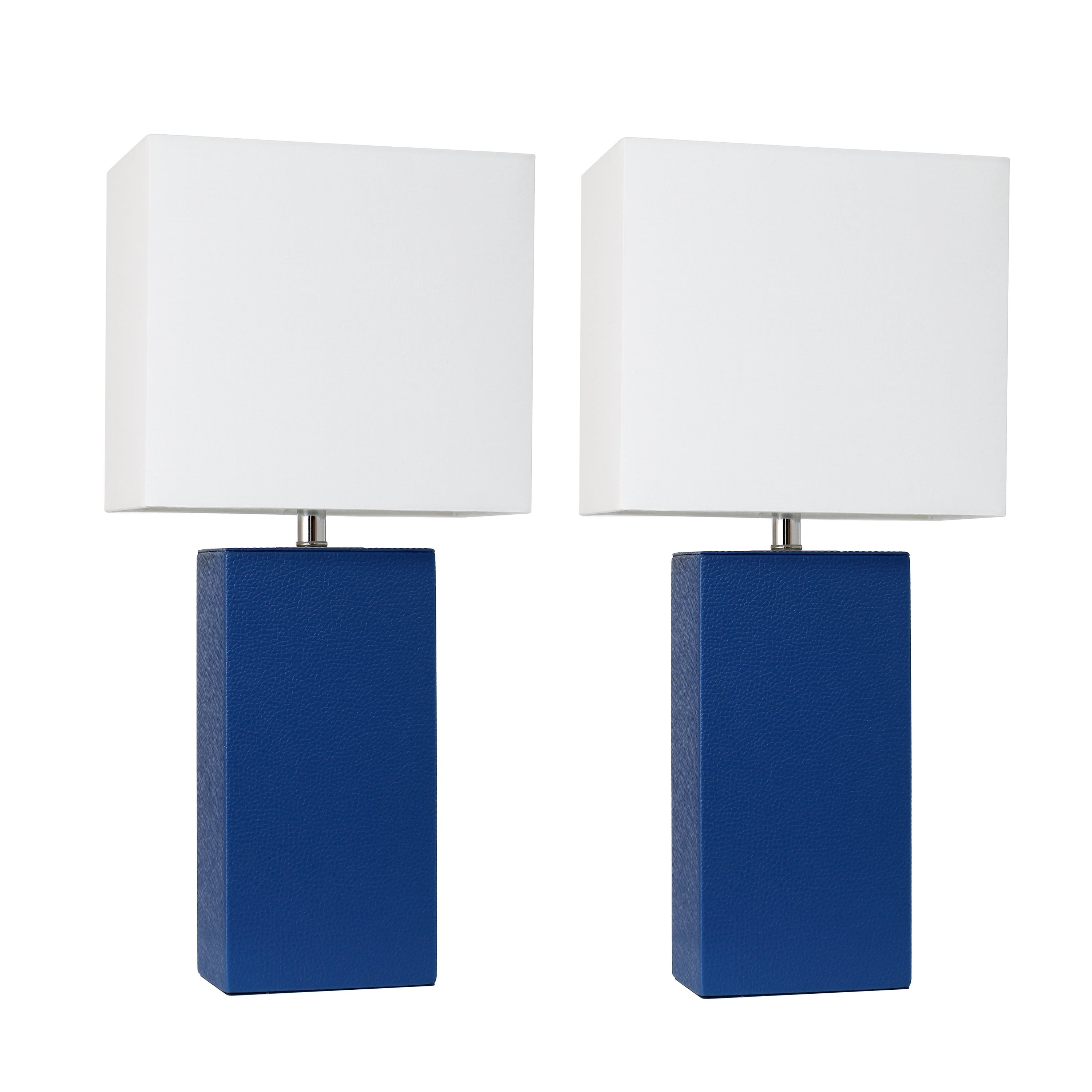 Porch Den Fairway Blue Leather Table Lamps With White Fabric Shades Set Of 2 within proportions 3000 X 3000