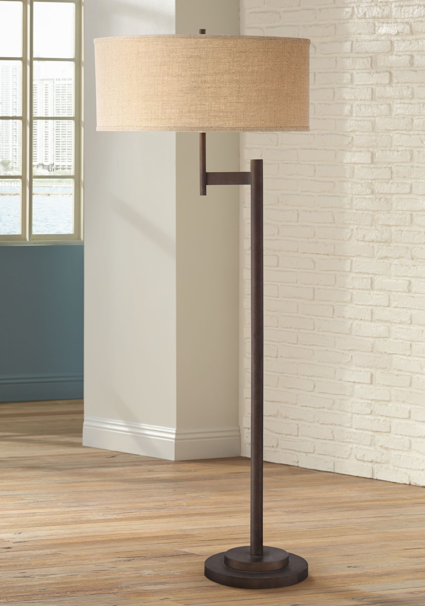 Possini Euro Parker Ii Light Blaster Floor Lamp Bronze regarding measurements 1403 X 2000