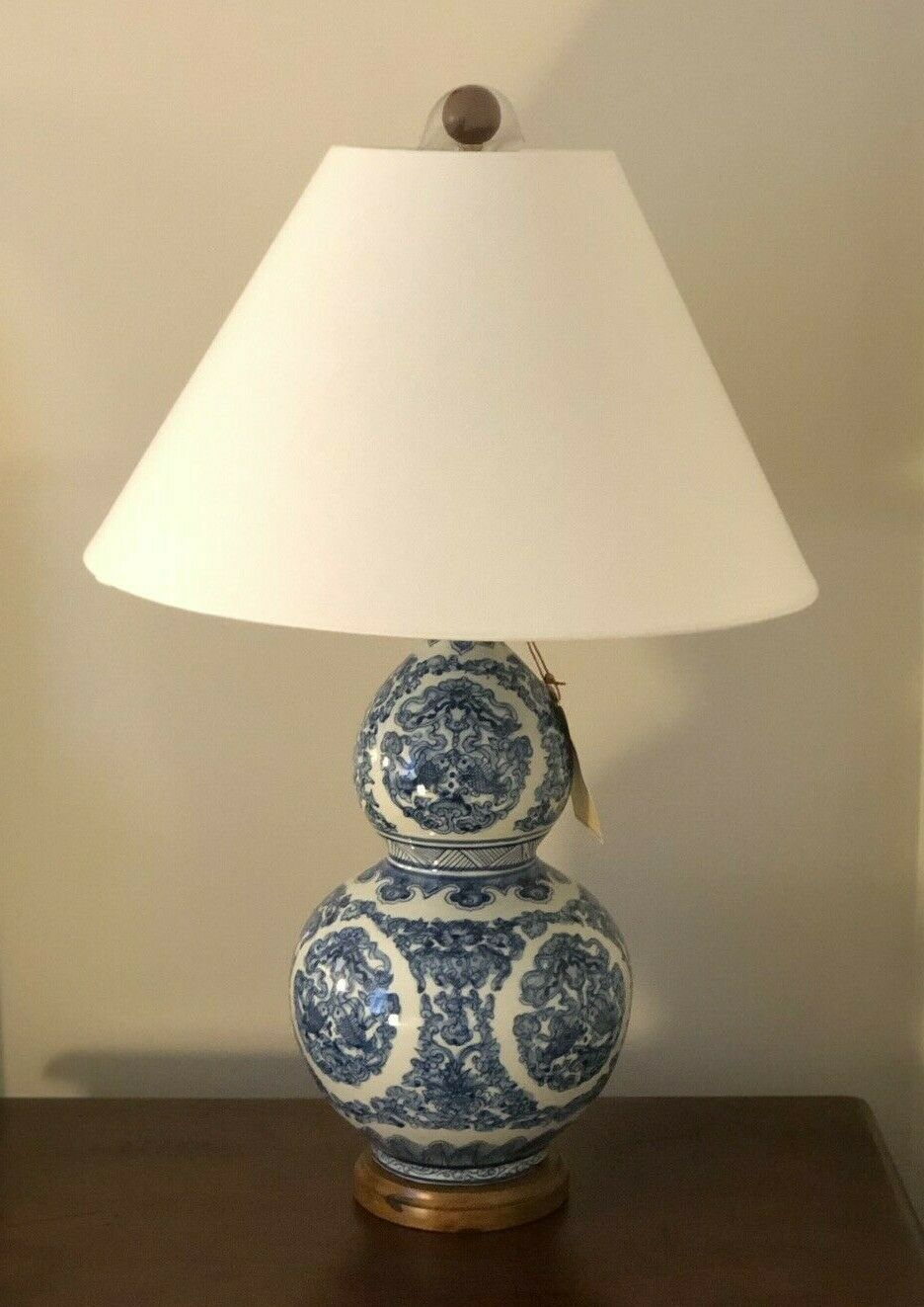 Ralph Lauren Blue And White Koi Porcelain Gourd Table Lamp New regarding sizing 936 X 1323