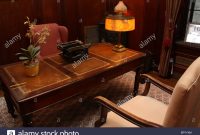 Retro Vintage Office Desk Chair Typewriter Lamp Stock Photo pertaining to measurements 1300 X 956