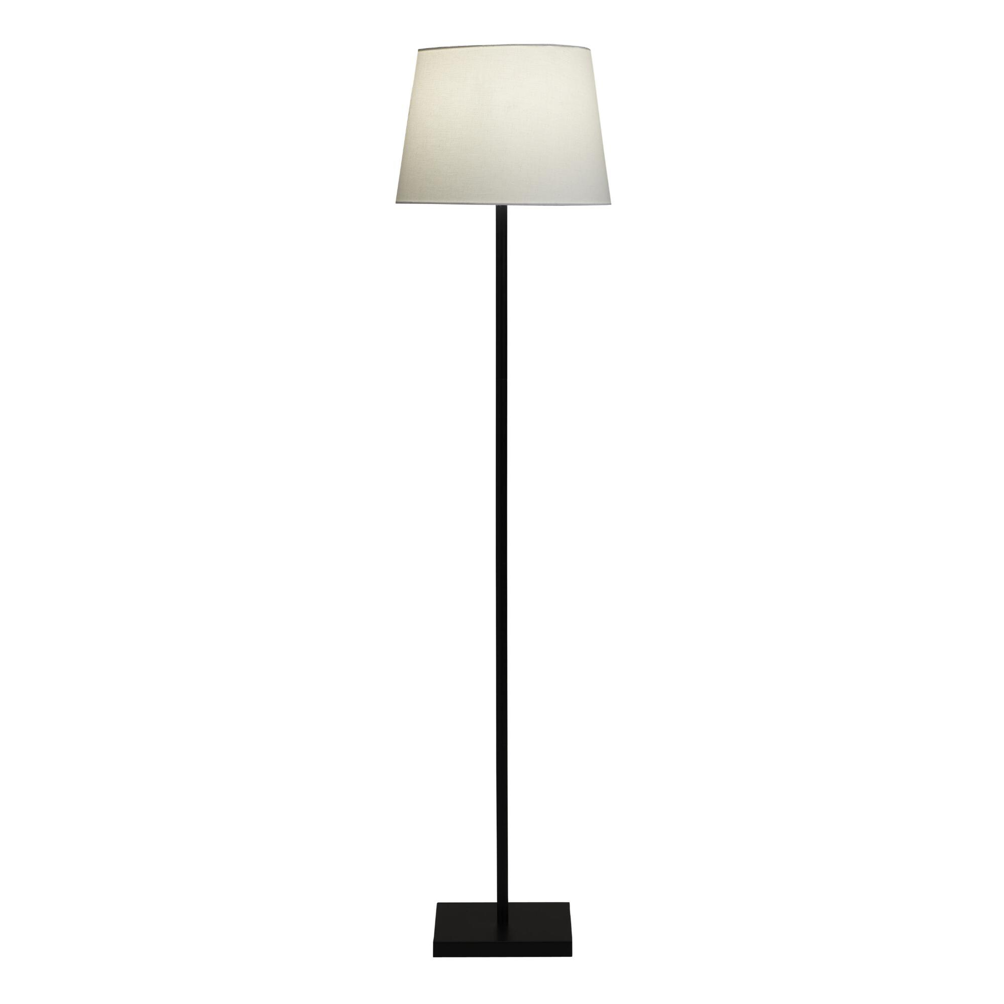 Rustic Black Metal Manvi Floor Lamp With Shade White inside size 1999 X 1999