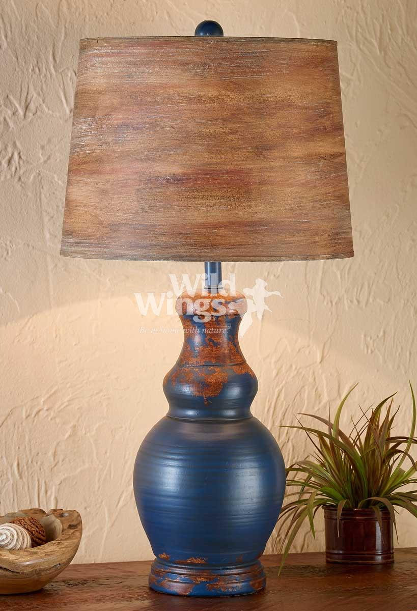 Rustic Blue Table Lamp Wild Wings throughout proportions 819 X 1200
