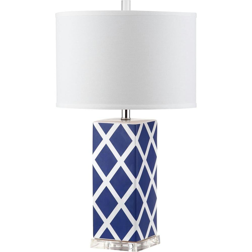 Safavieh Garden Lattice 27 In Navy Table Lamp With White Shade within size 1000 X 1000