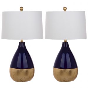 Safavieh Lighting 24 Inch Kingship Navy Gold Table Lamp in proportions 2500 X 2500