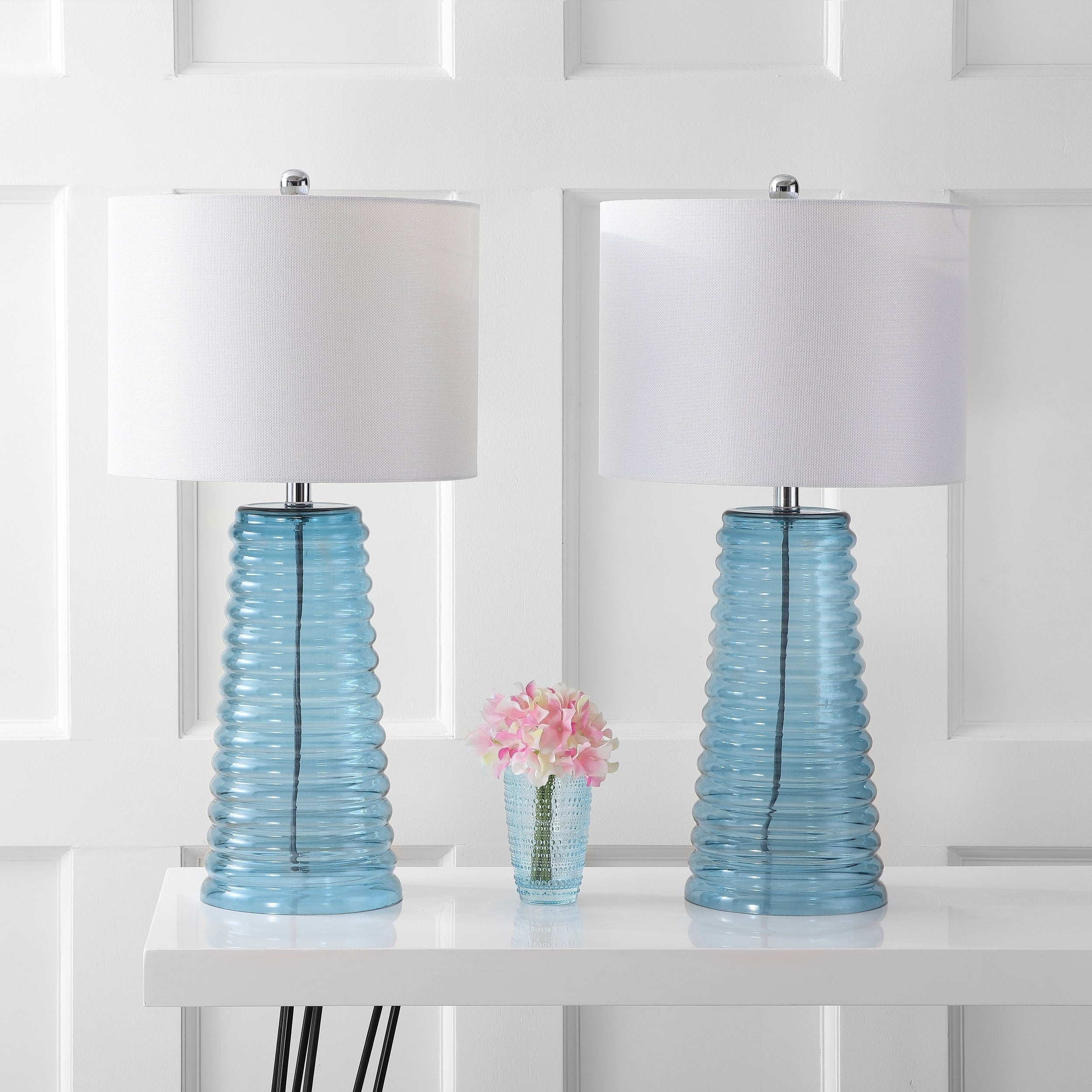 Safavieh Lighting 28 Inch Yantley Blue Table Lamp Set Of 2 within sizing 2500 X 2500