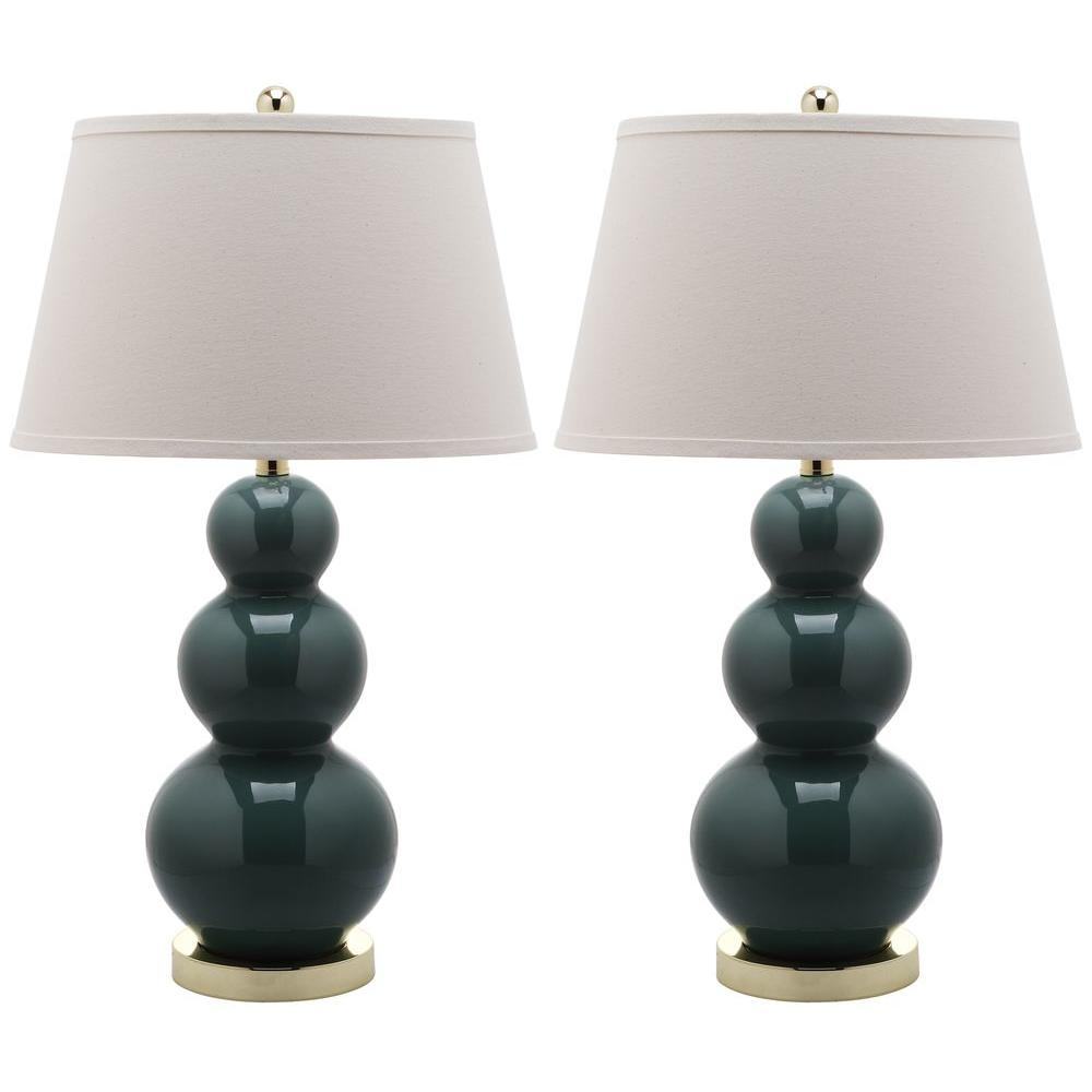 Safavieh Pamela 27 In Marine Blue Triple Gourd Ceramic Lamp Set Of 2 throughout sizing 1000 X 1000