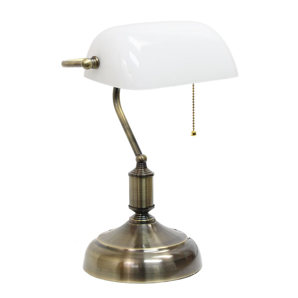 Simple Designs 1475 In Executive Bankers Desk Lamp With White Glass Shade with regard to size 1000 X 1000