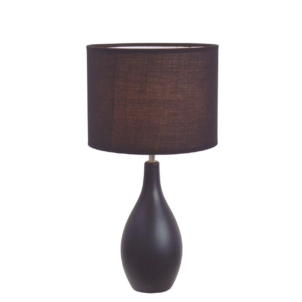 Simple Designs 19 In Black Oval Bowling Pin Base Ceramic Table Lamp With Fabric Shade inside sizing 1000 X 1000